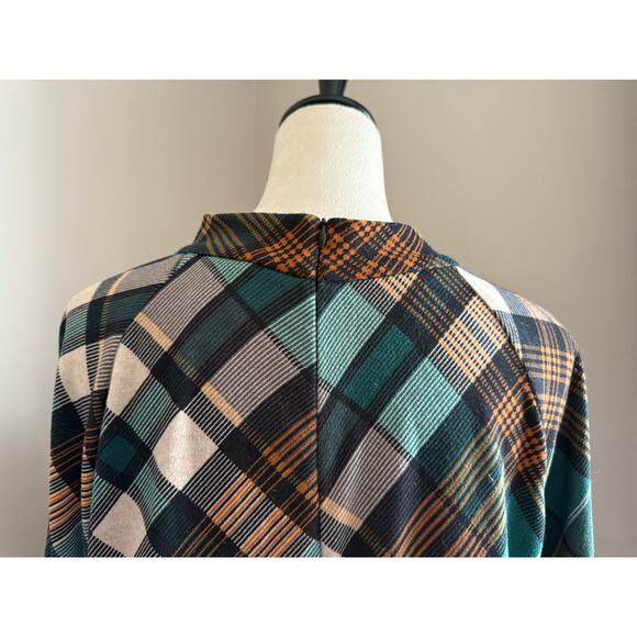 JH Green Plaid Shift Dress Size XL Classic Office Academia Workwear - Picture 4 of 9